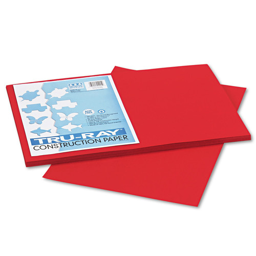 Cover & Cardstock | Pacon P102994 12 in. x 18 in. 76 lbs. Text Weight Tru-Ray Construction Paper - Holiday Red (50/Pack) image number 0