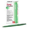 Pens | Pentel R100-D Rolling Writer Medium 0.8 millimeter Stick Rollerball Pen - Green Ink/Barrel (1-Dozen) image number 1