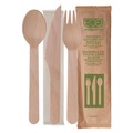 Cutlery | Eco-Products EP-S215 General Purpose Fork/Knife/Napkin/Spoon Wood Cutlery - Natural (500/Carton) image number 2