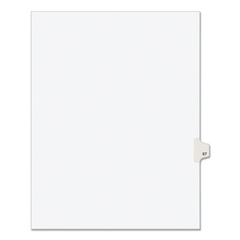 Avery 01067 10-Tab 67 11 in. x 8.5 in. Preprinted Legal Exhibit Side Tab Index Dividers - White (25/Pack)