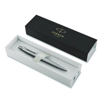 Parker 1953170 0.5 mm Fine Jotter Retractable Ballpoint Pen - Blue Ink, Stainless Steel Barrel