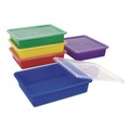 Boxes & Bins | Storex 62534U05C Storage Tray with Lid, Flat, 1 gal, 10.65-in x 10.65-in x 2.96-in, Assorted Bright, 5/Pack image number 0
