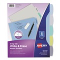 Back to School Sale | Avery 16170 Write and Erase Big Tab 11 in. x 8.5 in. 5-Tab 3-Hole Punched Durable Plastic Dividers - Assorted (1-Set) image number 0