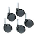 Office Chair Casters | Master Caster 64526 2 in. Soft Polyurethane Wheel Grip Ring Type C Stem Duet Dual Wheels - Matte Black (5/Set) image number 1