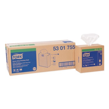 CLEANING CLOTHS | Tork 5301755 8.46 in. x 16.13 in. Heavy-Duty Cleaning Cloth - White (5/Carton)