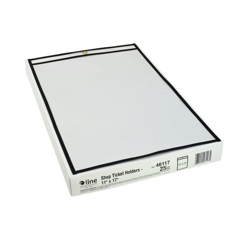 Back to School Sale | C-Line 46117 Super Heavy-Duty Top Load 11 in. x 17 in. Insert Stitched Shop Ticket Holders - Clear Front, Black Border (25/Box) image number 0