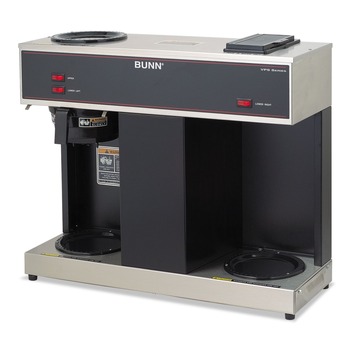 BUNN 04275.0031 Pour-O-Matic 3-Burner 12-Cup Pour-Over Coffee Brewer - Stainless Steel, Black