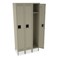 Desktop Organizers | Tennsco STS-121872-3-SND Single-Tier Locker with Legs Three Lockers with Hat Shelves and Coat Rods 36w x 18d x 78h Sand image number 1
