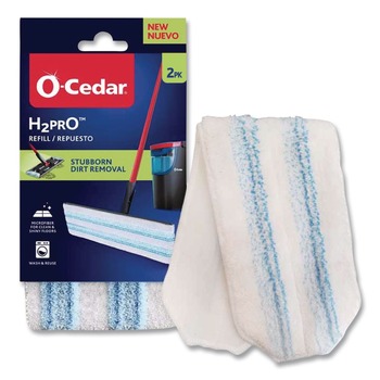 O-Cedar 175782 H2prO 9.25 in. x 4.38 in. Flat Mop Head Replacement - Blue/White (2/Pack)