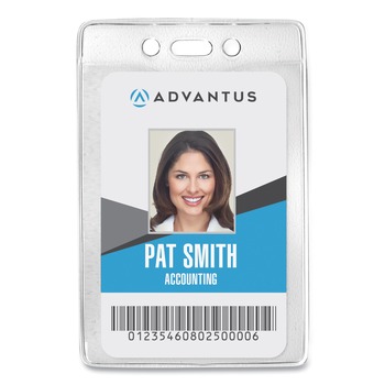 FACILITY MAINTENANCE SUPPLIES | Advantus 75419 2.63 in. x 4.38 in. Holder 2.38 in. x 4.25 in. Insert Prepunched for Chain/Clip Vertical Security ID Badge Holders - Clear (50/Box)