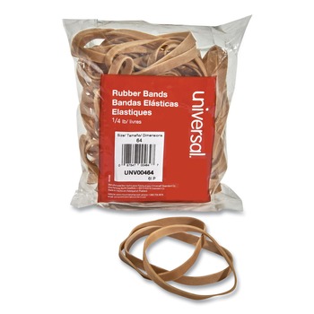 Universal UNV00464 4 oz. Box Size 64 0.04 in. Gauge Rubber Bands - Beige (80/Pack)