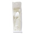 Cutlery | Boardwalk BWK4COMBOKITPP 4-Piece Mediumweight Polypropylene Plastic Fork/Knife/Napkin/Spoon Cutlery Kit - White (250/Carton) image number 2