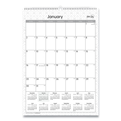 Bulletin Boards | Blue Sky 117373 12 in. x 17 in. 12-Month (Jan-Dec 2026) Enterprise Wall Calendar - White/Gray Sheets image number 0