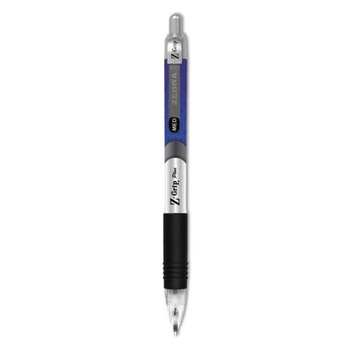 Zebra 22510 Medium 1 mm ECO Jimnie Clip Retractable Ballpoint Pen - Blue Ink, Clear/Black Barrel (1 Dozen)