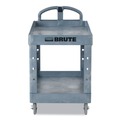 Cleaning Carts | Rubbermaid Commercial 2192463 BRUTE Heavy-Duty Ergo Handle Utility Cart Plastic 2 Shelves 750 lb Capacity 26-in x 55-in x 33.25-in Gray image number 8
