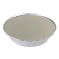 Food Trays, Containers, and Lids | Boardwalk BWKROUND9FLID 9 in. Flat Paper Lids for Aluminum Round To-Go Containers - Silver (500/Carton) image number 1