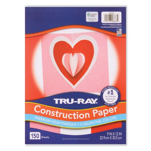 Art & Craft Paper | Pacon P6683 Tru-Ray 9 x 12 70 lb. Text Weight Construction Paper - Assorted Valentine Colors (150/Pack) image number 0