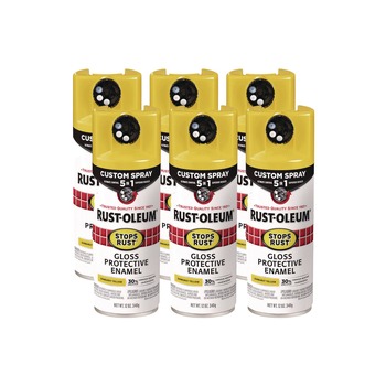 Rust-Oleum 376898 Stops Rust 5-in-1 Spray Paint, Gloss Sunburst Yellow, 12 oz Aerosol Can, 6/Carton