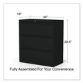 Office Filing Cabinets & Shelves | Alera 25489 36 in. x 18.63 in. x 40.25 in. 3 Legal/Letter/A4/A5 Size Lateral File Drawers - Black image number 2