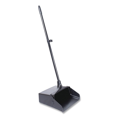 Dust Pans | Boardwalk 528101 34 in. Plastic/Aluminum Handle 11-3/4 in. Wide Lobby Dust Pan - Black/Silver image number 0