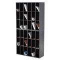 Filing Racks | Safco 7765BL 33.75 in. x 12 in. x 32.75 in. 18 Compartments Stackable Wood Mail Sorter with Adjustable Dividers - Black image number 1
