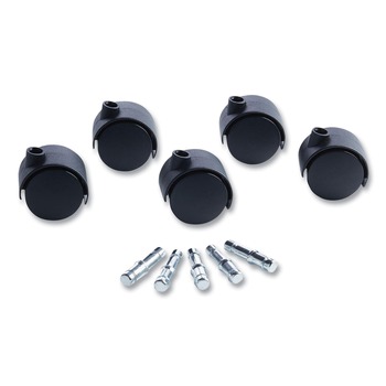 OFFICE CHAIR CASTERS | Master Caster 23622 2 in. Hard Nylon Wheel Grip Ring Type B and Type K Stems Deluxe Duet Casters - Matte Black (5-Piece/Set)