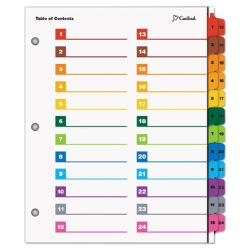 Cardinal 60960 OneStep 24 Tab 1 to 24 Double Column Printable Table of Contents and Dividers - White