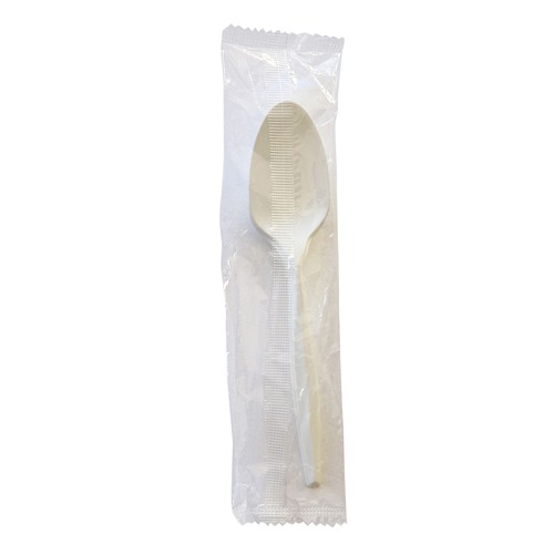 Cutlery | Boardwalk BWKSPOONMWPPIW 5.31 in. Mediumweight Wrapped Polypropylene Plastic Spoon Cutlery - White (1000/Carton) image number 0