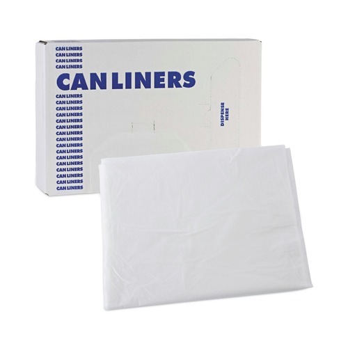 Storage Accessories | Boardwalk Z7660VNK 38 in. x 60 in. 60 gal. 16 mic High-Density Industrial Can Liners Flat Pack - Natural (100/Carton) image number 0