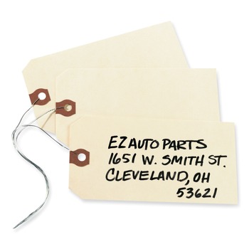  | Avery 12606 5.25 in. x 2.63 in. 11.5 pt Stock Double Wired Shipping Tags - Manila (1000/Box)