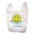  | Barnes Paper Company T1-6SMILEY 11.5 in. x 21 in. 12.5 microns Smiley Face Shopping Bags - White (900/Carton) image number 2