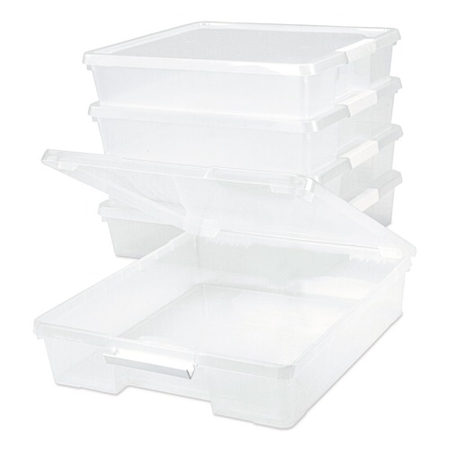 Boxes & Bins | Storex 63209U05C Project Box, 12-in x 12-in, Clear, 5/Pack image number 0