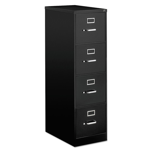 Office Filing Cabinets & Shelves | Alera 25473 15 in. x 25 in. x 52 in. 4-Drawer Economy Vertical Letter File Cabinet - Black image number 0