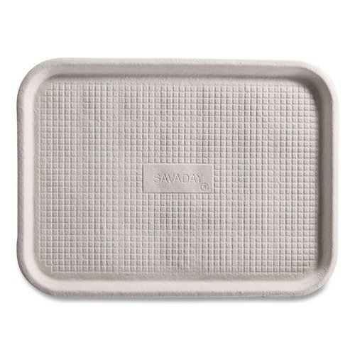  | Chinet 20815 StrongHolder 9 in. x 12 in. x 1 in. Molded Fiber Paper Food Trays - Beige (250/Carton) image number 0