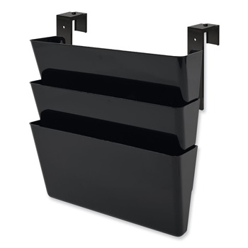 WALL FILES | Deflecto 73504 13 in. x 4 in. 3 Sections 3-Pocket Stackable DocuPocket Partition Wall File - Letter Size, Black