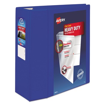 Avery 79817 11 in. x 8.5 in. 3 Rings 5 in. Capacity Heavy-Duty View Binder with DuraHinge and Locking One Touch EZD Rings - Pacific Blue