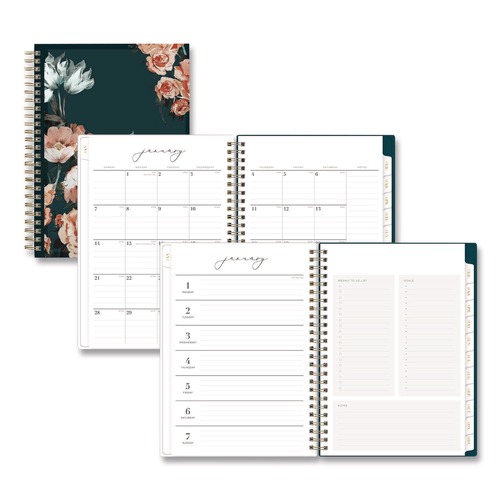 Notebooks & Pads | Blue Sky 139478 8.63 in. x 5.88 in. 12-Month (Jan to Dec): 2026 Life Note-It Dania Weekly/Monthly Planner - Floral Artwork, Teal/Pink/Blue Cover image number 0
