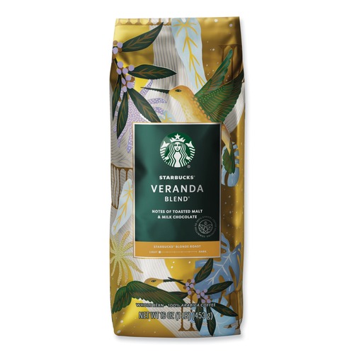 Coffee | Starbucks SBK12523486CT 1 lbs. Bag Whole Bean Veranda Blend Coffee (6/Carton) image number 0