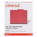 File Folders | Universal UNV10203 Bright Colored Pressboard Classification Folders - Letter, Ruby Red (10/Box) image number 0
