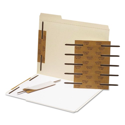 Binders & Binding Supplies | Smead 68215 2 in. Capacity 2.75 in. Center to Center Reinforced Self-Adhesive Two-Prong Fastener Set - Brown (100/Box) image number 0