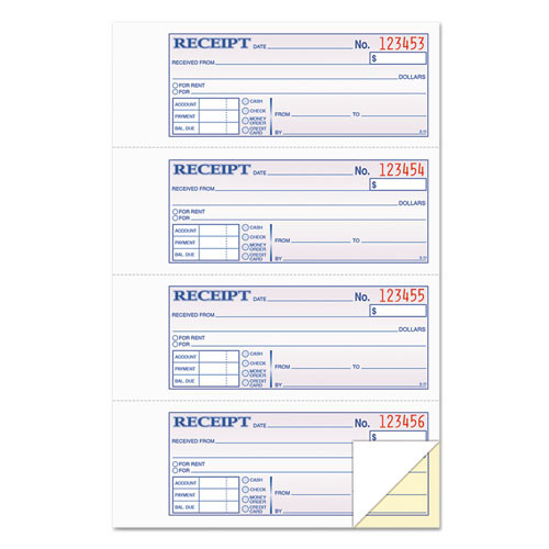 Retail Store Supplies | TOPS 46806 200 Forms Total Account plus Payment Sections Two-Part Carbonless 7.13 in. x 2.75 in. Money and Rent Receipt Books image number 0
