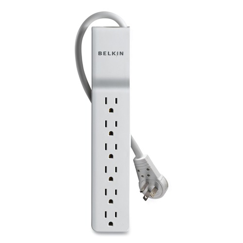 Surge Protectors | Belkin BE106000-06R 720 J 6 AC Outlets 6 ft. Cord Home/Office Surge Protector with Rotating Plug - White image number 0
