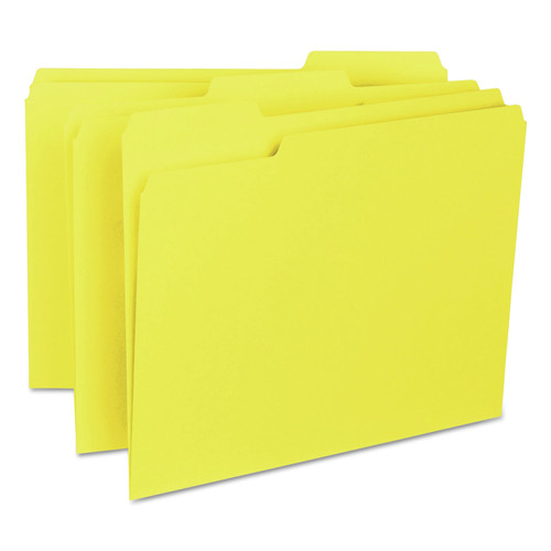 File Folders | Smead 10271 1/3-Cut Tabs Assorted Letter Size 0.75 in. Expansion Interior File Folders - Yellow (100/Box) image number 0