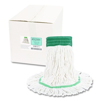 CLEANING TOOLS | Boardwalk BWK502WHCT Super Loop Wet Mop Head with Cotton/Synthetic Fiber and 5 in. Headband - Medium, White (12/Carton)