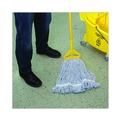 Just Launched | Boardwalk BWK543CT Narrow Floor Finish Rayon/Polyester Mop Head - Large, White/Blue (12/Carton) image number 3
