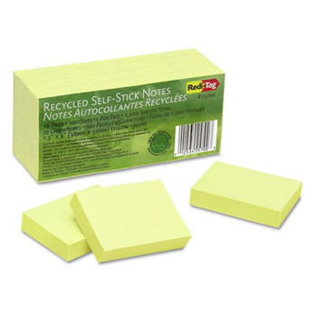 PAPER AND PRINTABLES | Redi-Tag B25700 1.5 in. x 2 in. 100% Recycled Self-Stick Notes - Yellow (12/Pack)
