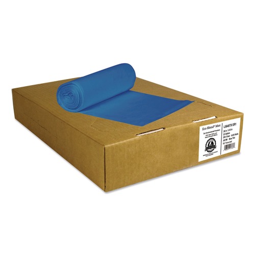 Trash Bags | Heritage L7658TX ER1 Eco Blend Max 38 in. x 58 in. 60 Gallon 0.8 mil Can Liners - Blue (100/Carton) image number 0