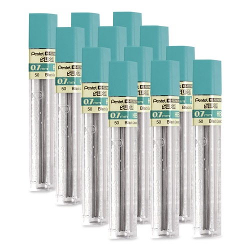 Pencils | Pentel 50-HB 0.7 mm HB Super Hi-Polymer Lead Refills - Black (12/Pack) image number 0