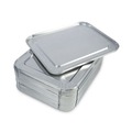  | Boardwalk BWKLIDSTEAMHF 10.5 in. x 12.81 in. x 0.63 in. Aluminum Steam Table Pan Lids (100/Carton) image number 1