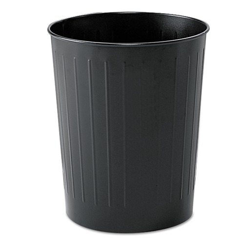 Trash Cans | Safco 9604BL 6 Gallon Round Steel Wastebaskets - Black image number 0